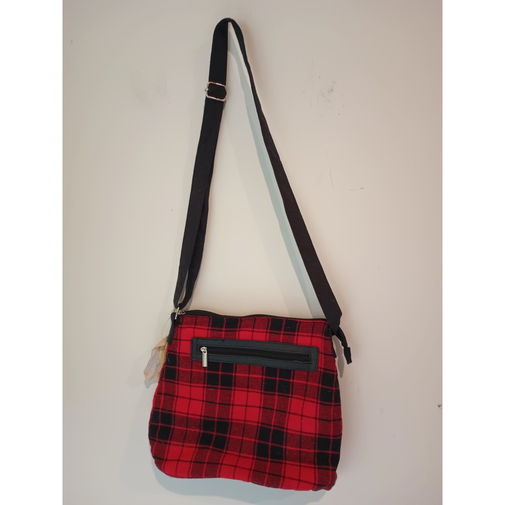 Woodland Creek Red Black Plaid Crossbody Bag Purse Buffalo Check Adjustable...